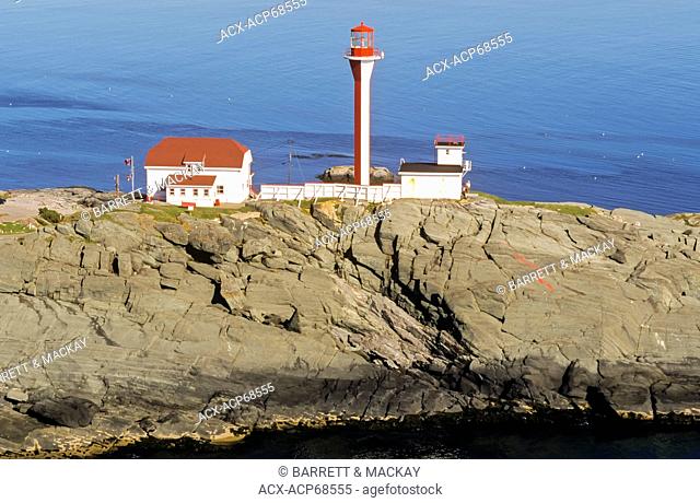 Aerial, Cape Forchu, Lighthouse, Yarmouth, Bay of Fundy, Nova Scotia, Canada
