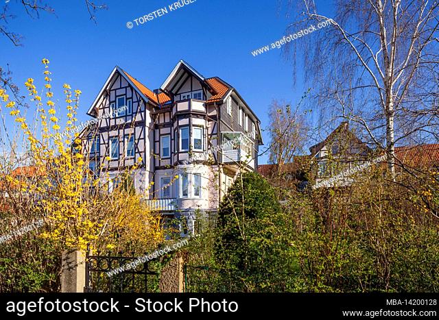 Residential buildings, Golslar, Harz, Lower Saxony, Germany, Europe