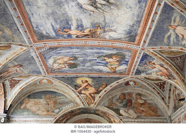 Frescos in the Romanino Loggia of Castello del Buonconsiglio, Trento, Trentino, Alto Adige, Italy, Europe
