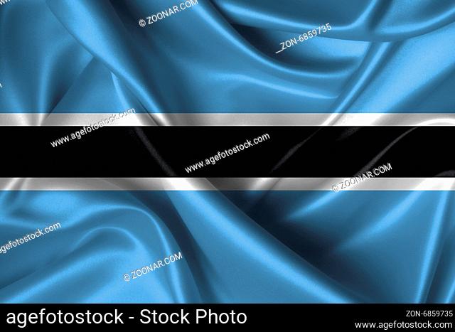 Realistic wavy flag of Botswana