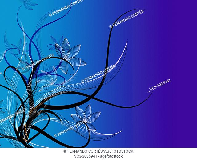 Background image with lines design and flowers illustration