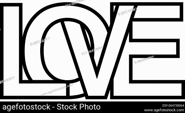 Word love, letter outlines intersection lettering, sign love lettering