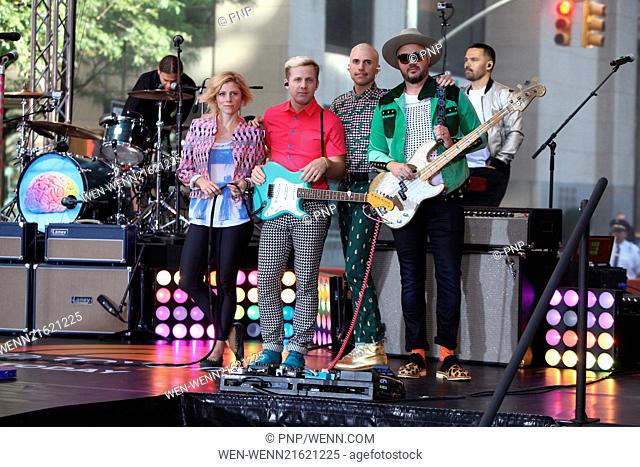 Neon Trees perform live on NBC's 'The Today Show' for the Toyota Summer Concert series Featuring: Elaine Bradley, Chris Allen, Tyler Glenn, Branden Campbell