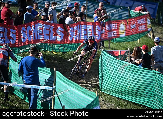 Belgian Toon Aerts pictured in action during the men's elite race at the Jingle cross, stage 3 out of 16 in the World Cup Cyclocross, in Iowa City, Iowa, USA