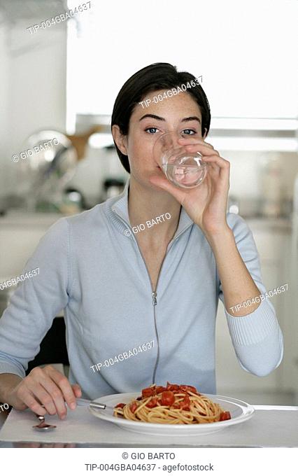 Woman having lunch
