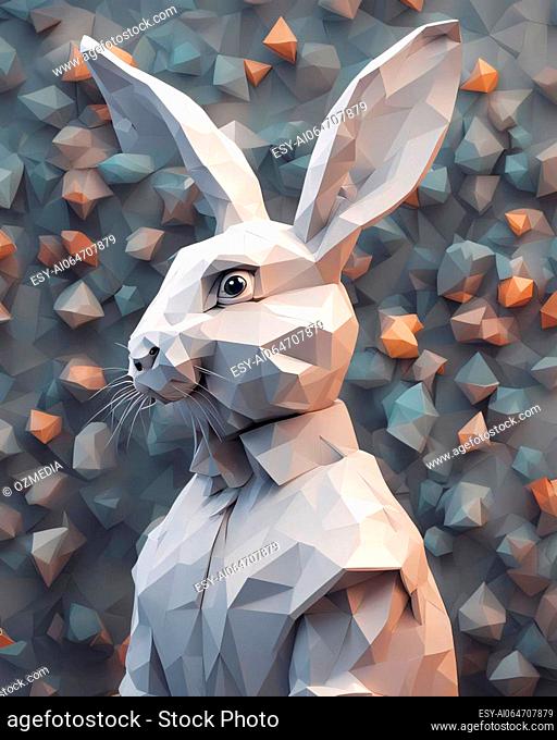 Ai generated, abstract colorful cute rabbit