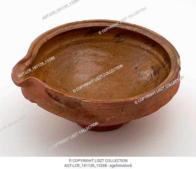 Earthenware bowl with wide shank on stand, partly glazed, bowl crockery holder earth discovery ceramic earthenware glaze lead glaze