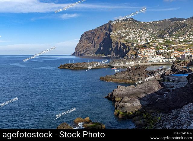 Village of Camara de Lobos with Cabo Girao in the background on Madeira, Portugal, Europe