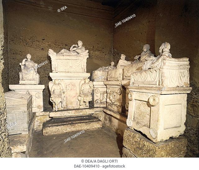 Italy - Umbria Region - Surroundings of Perugia - Hypogeum of the Velimna Family (Etruscan chamber tomb, 3rd-2nd century b.C.)