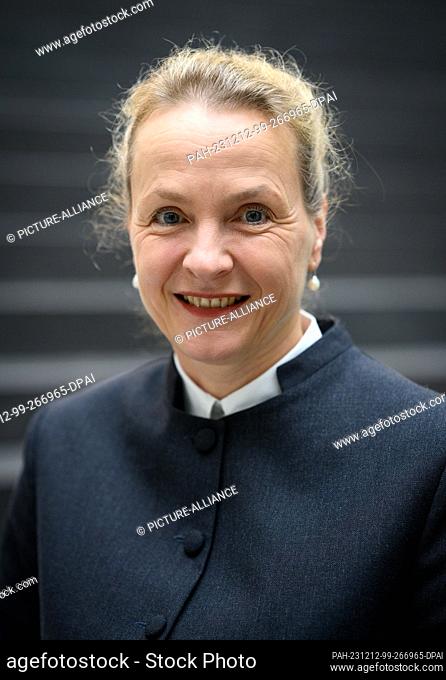 12 December 2023, Berlin: Prelate Anne Gidion, Protestant Chair of the Joint Conference Church and Development (GKKE), takes part in the presentation of the...