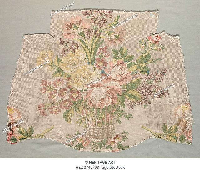 Silk Fragment, Part of Panel called Le panier fleuri, 1770. Creator: Philippe de Lasalle (French, 1723-1805)