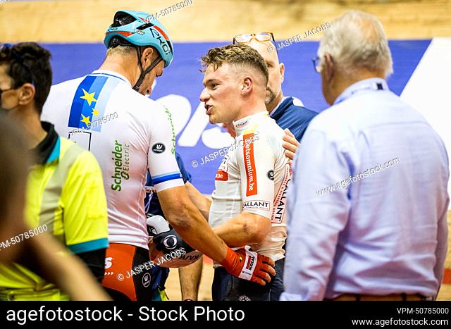 British Ethan Hayter of Ineos Grenadiers pictured in action during the first day of the Zesdaagse Vlaanderen-Gent six-day indoor cycling race at the indoor...