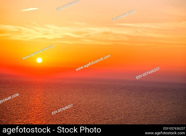 in  santorini  greece sunset and  the sky  mediterranean red sea