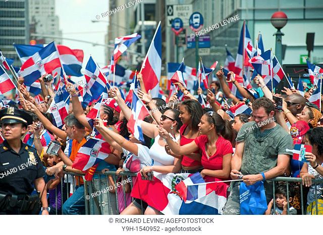 Thousands of Dominican-Americans and their friends and supporters celebrate at the 28th Annual Dominican Independence Day Parade in New York on Sixth Avenue...