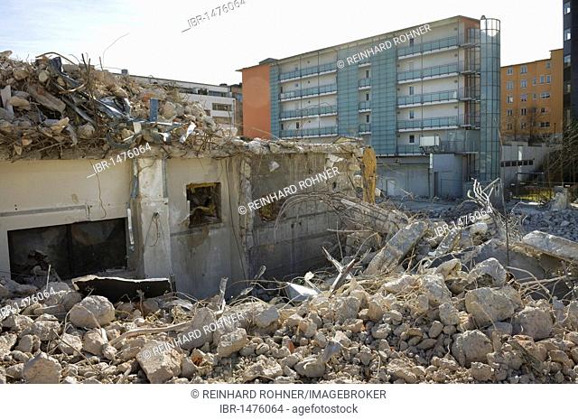 Ruins from the demolition of a post office building, Angererstrasse 9, economic crisis, Munich, Bavaria, Germany, Europe