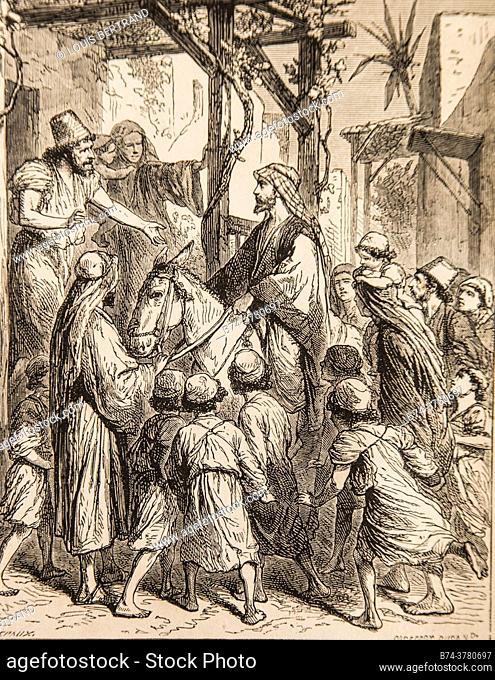 when he went down to a house, it was a joy and a blessing, life of jesus by ernest renan, drawings by godefroy durand, editor michel levy 1870