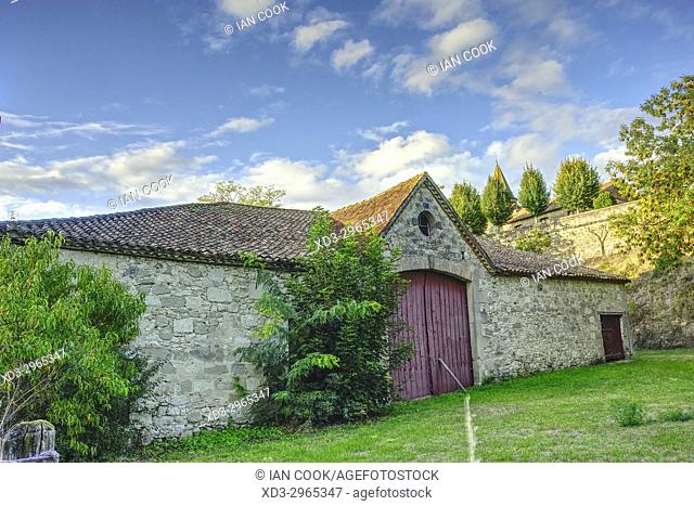 old farm building, Lauzun, Lot-et-Garonne Department, New Aquitaine, France