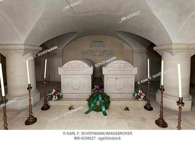 Sepulcher, tomb with marble sarcophagi, Austrian Archduke Franz Ferdinand and his wife Sophie, victims of the Sarajevo attack, Schloss Artstetten