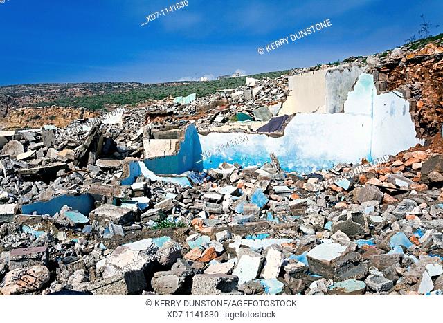 Morocco Agadir Ruined houses on hillside devastated by earthquake in 1960