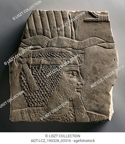 Relief of a King, 664-525 BC. Egypt, Late Period, Dynasty 26 or later. Limestone; overall: 28.7 x 17.2 cm (11 5/16 x 6 3/4 in.)