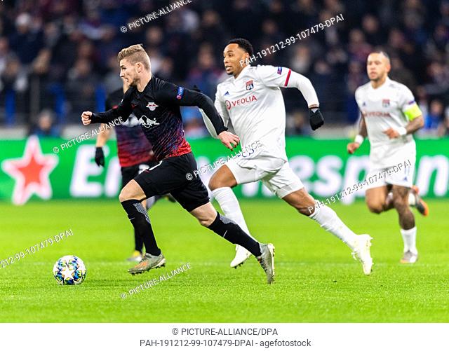 10 December 2019, France (France), Lyon: Soccer: Champions League, Olympique Lyon - RB Leipzig, group stage, group G, 6th matchday, in the Groupama stadium