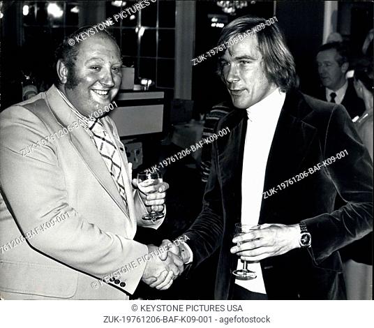 Dec. 06, 1976 - James Hunt and Gerry Marshall are still good friends: World Champion racing driver, James Hunt was involved in an incident with saloon car...