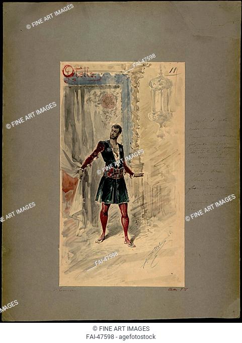 Costume design for the opera Otello by Giuseppe Verdi, world premiere, La Scala, 5 February 1887 by Edel, Alfredo (1856-1912)/Watercolour