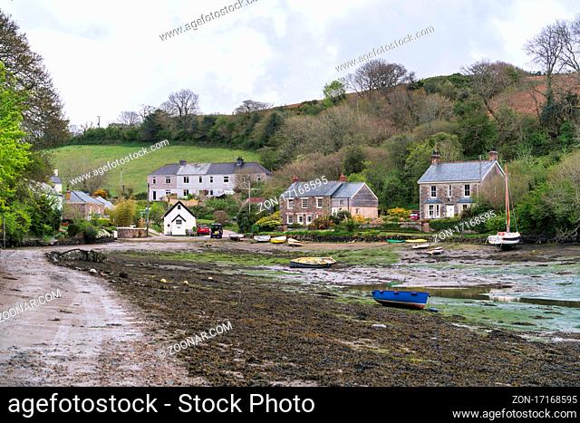 COOMBE, CORNWALL, UK - MAY 12 : View of Coombe in Cornwall on May 12, 2021. One unidentified person