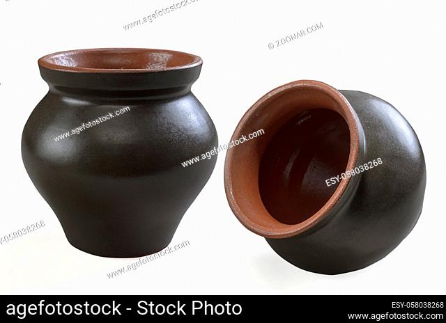 ceramic pot on a white background (blank for your photo manipulations / collages)