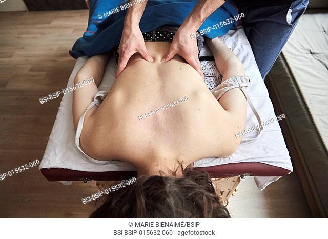 Reportage in a Chinese medicine practice in Lyon, France. Tui Na massage session