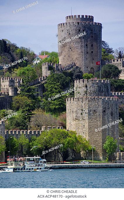 Rumeli Hisaria fortress located in the Sariyer district of Istanbul, Turkey, on a hill at the European side of the Bosporus