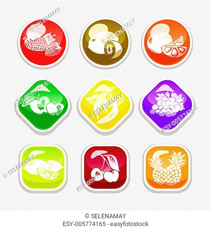 fruit glossy buttons