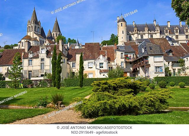 Loches, Castle, Logis Royal Castle, Chateau de Loches, Indre-et-Loire, Touraine, Pays de la Loire, Loire Valley, UNESCO World Heritage Site, France