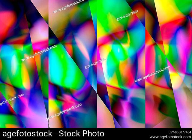 Abstract trendy holographic background in the style of the 80-90s. Real texture of crumpled cellophane film in bright acid colors