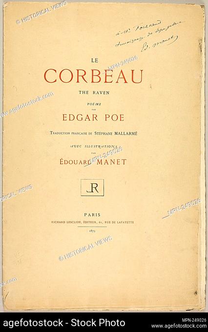 Title Page and Text, from The Raven (Le Corbeau) - 1875 - Édouard Manet (French, 1832-1883) written by Edgar Allan Poe (American