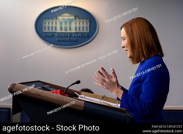 Jen Psaki, White House Press Secretary, speaks during a press briefing in the James S. Brady Press Briefing Room at the White House in Washington, D.C