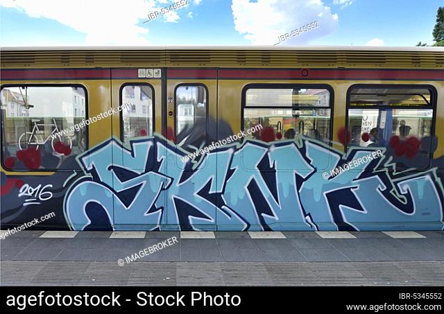 S-Bahn, Bundesplatz station, graffiti, Berlin, Germany, Europe
