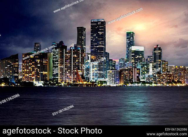 Miami skyline evening scenic view, Florida, United States of America