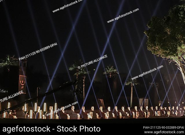 25 November 2021, Egypt, Luxor: A general view of the Avenue of Sphinxes, known as El Kebbash Road, during its grand reopening ceremony at the Temple of Luxor