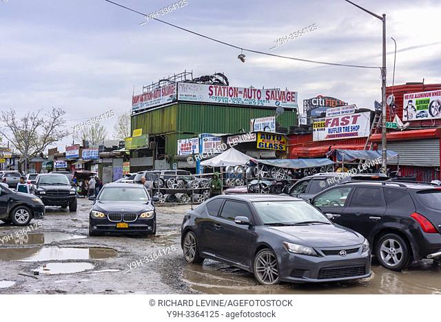 In the shadow of CitiField the automobile repair shops of Willets Point in the borough of Queens in New York are seen on Saturday, April 20, 2019