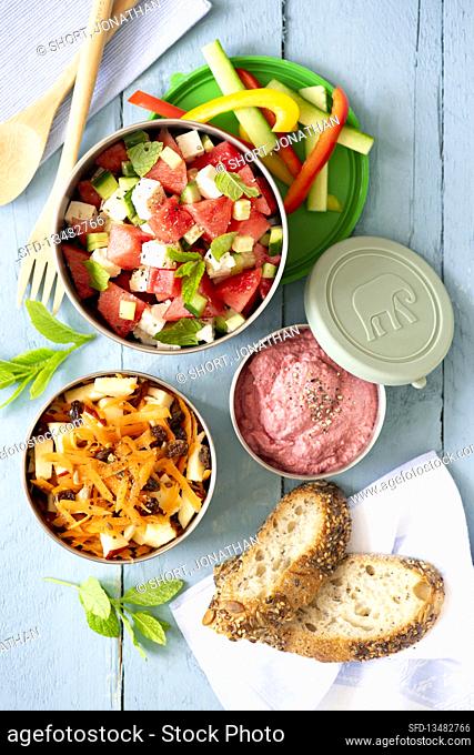 Summer salads, spreads and bread