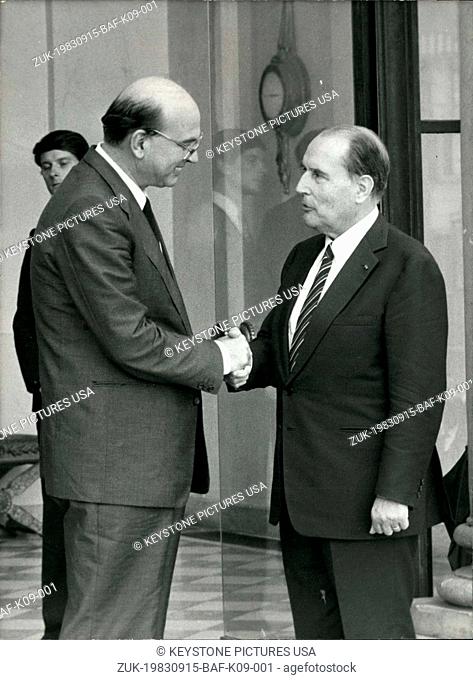 Sep. 15, 1983 - Bettino Craxi, President of the Italian Council, was received at the Elysee Palace this morning by President Francois Mitterrand