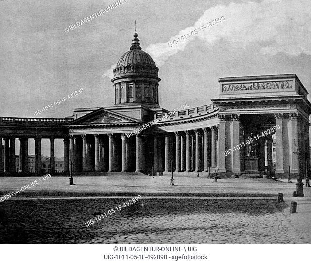 One of the first autotypes of the cathedral of st. petersburg, russia, historical photograph, 1884