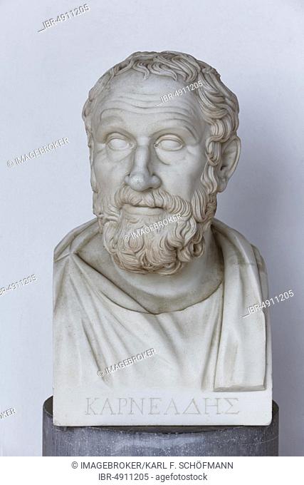 Bust of the Greek philosopher Karneades of Cyrene, Achilleion Palace, Gastouri, Corfu Island, Ionian Islands, Greece, Europe