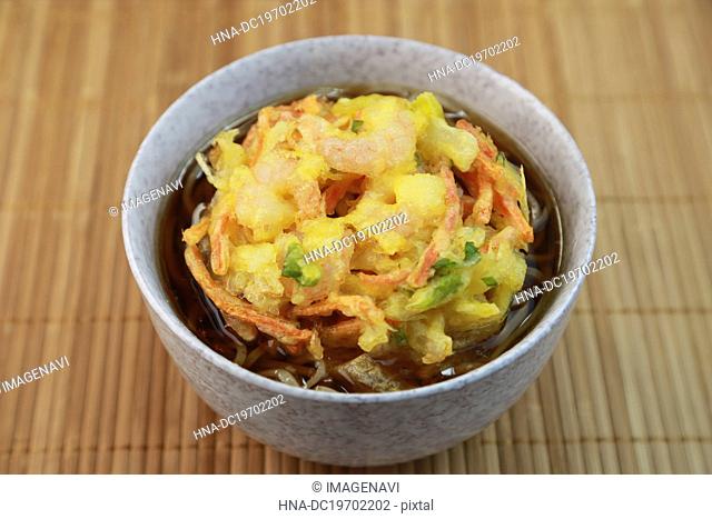 Kakiage soba (Soba with shrimp and vegetable fritters)