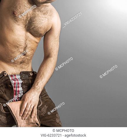 An image of a hairy man in bavarian leather pants - 23/03/2011