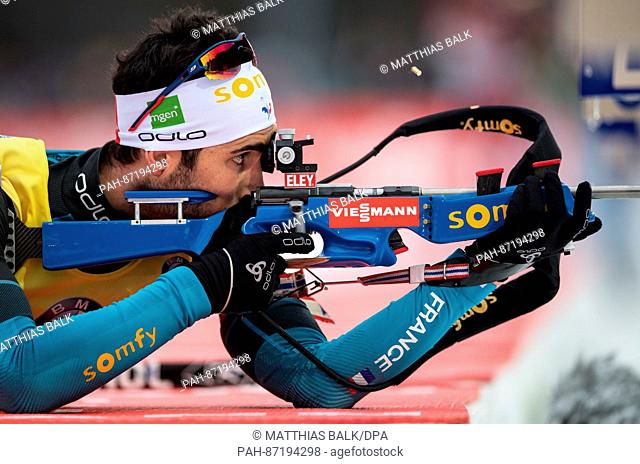 dpatopimages - French biathlete Martin Fourcade competes in the men's 10 kilometer sprint at the Biathlon World Cup in the Chiemgau Arena in Ruhpolding, Germany