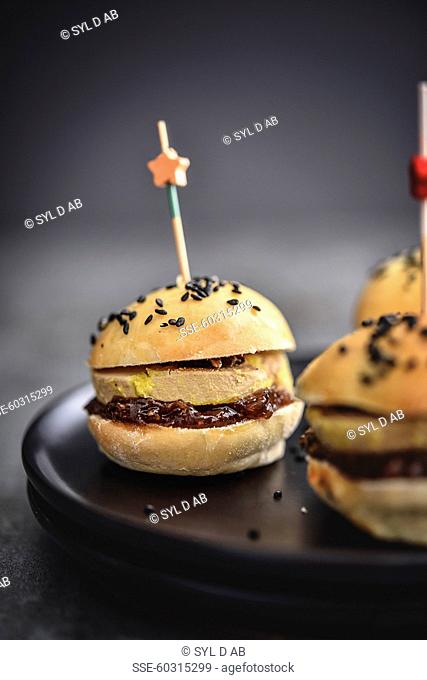 Foie gras, fig jam and truffle mini burgers