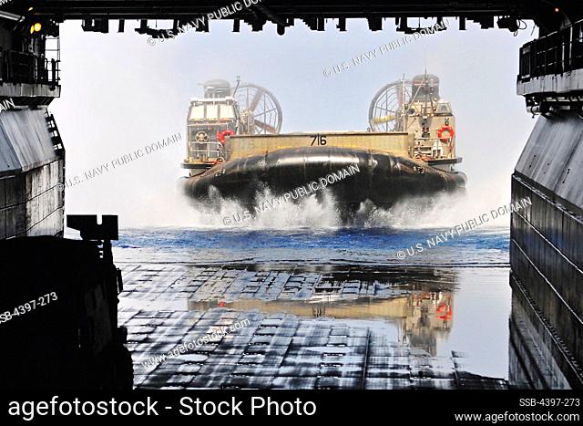 Landing Craft Air Cushion Enters Well Deck of USS Boxer