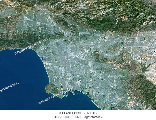 Colour satellite image of Los Angeles, California, USA. Image taken on October 23, 2014 with Landsat 8 data